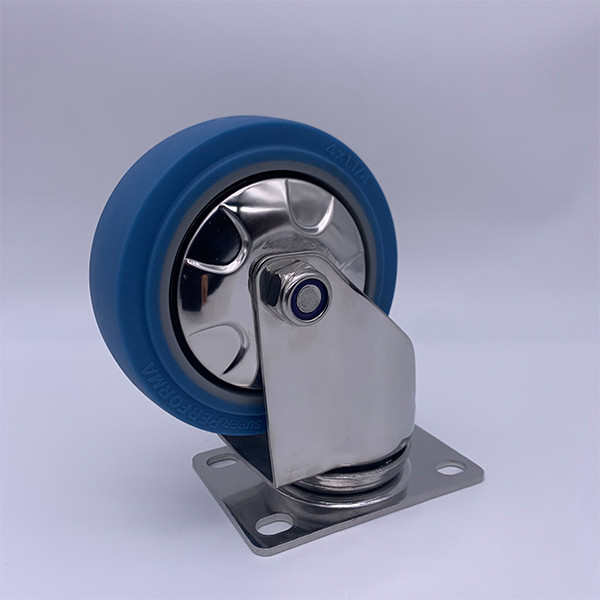 Buy Rubber Wheel 4 Inch Silent Rolling Stainless Plate Swivel Caster at wholesale prices