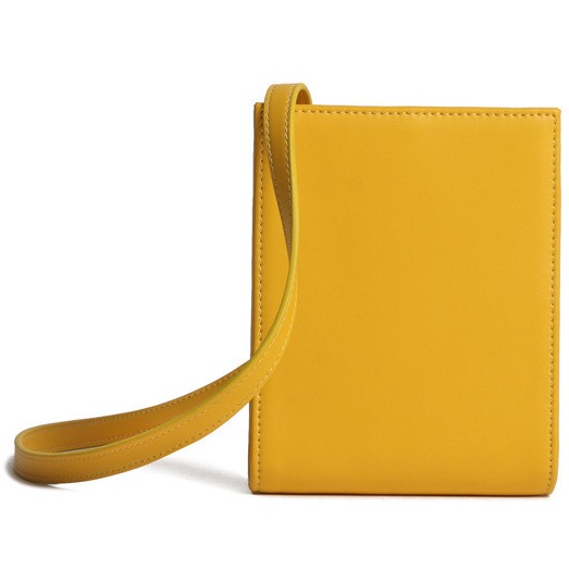 Yellow 17*5*14cm Genuine Leather Shoulder Bags With Lock