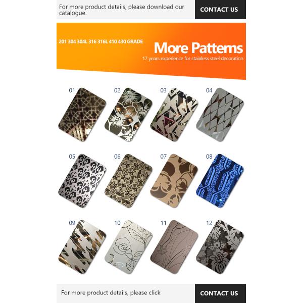 Mirror Etched Stainless Steel Sheet 0.3mm Thickness For Wall Decoration