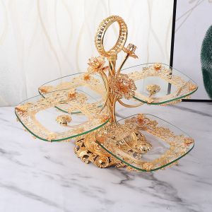 Golden Restaurant Exquisite Luxury Glass Storage Tray