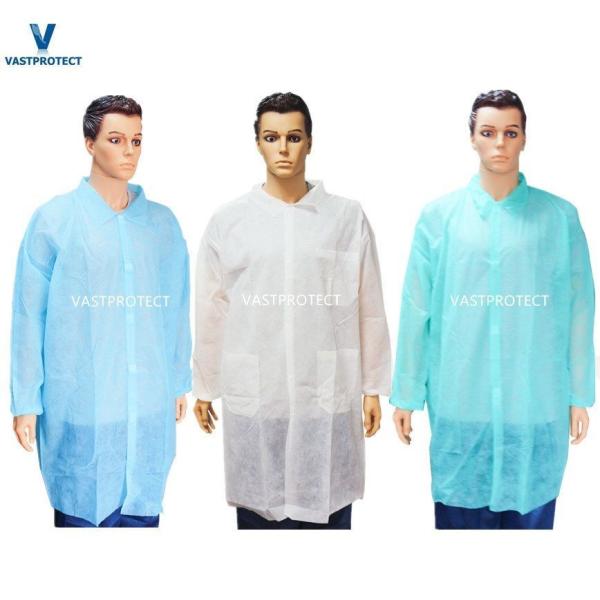Buy Production 20000PCS/Day Nonwoven PP Disposable Visitor Lab Coat with OEM CE Approval at wholesale prices