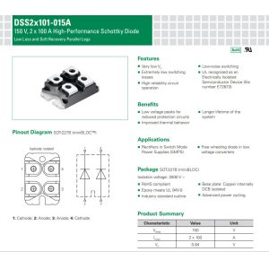 DSS2x101-015 High-Performance Schottky Diode Low Loss and Soft Recovery Parallel