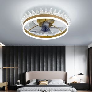 30W Modern Crown Ceiling Lights Fans Lamp LED Remote Control Changeable