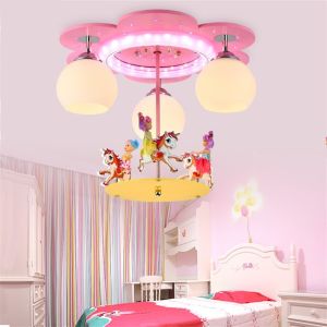 Modern Pink Ceiling Lights Deco Living Room Children Cartoon Princess Chandelier