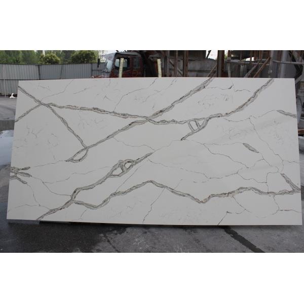 High Hardness Calacatta White Quartz / Calacatta Quartz Slab Non Radioactive