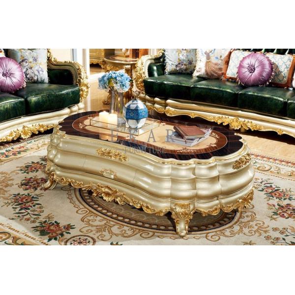 French Luxury Center table Gold Storage Carved Wooden Coffee Table