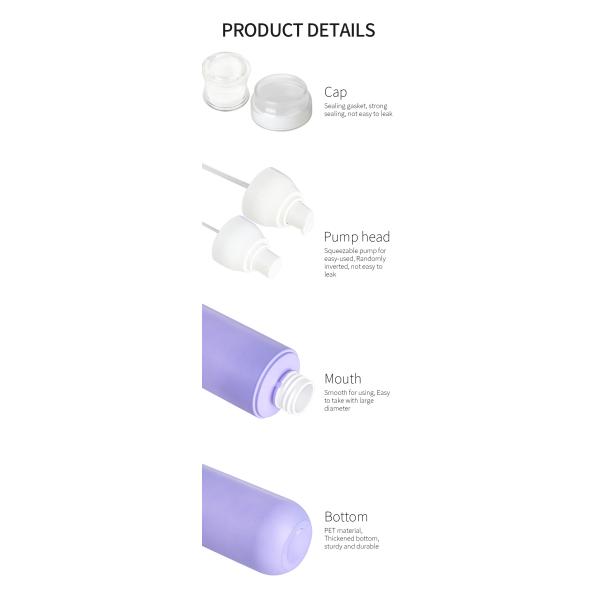 Violet 4 Oz PET Matte Plastic Serum Lotion Fine Mist Spray Bottle 2 Oz Face Cream Cosmetic Jar Set