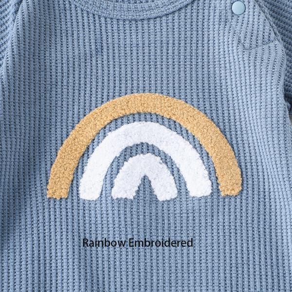 0-24 Months Baby Boys Girls Clothes Jumpsuit Infant Short Sleeve Baby Cotton Clothing Rompers Rainbow Embroidered Jumpsu