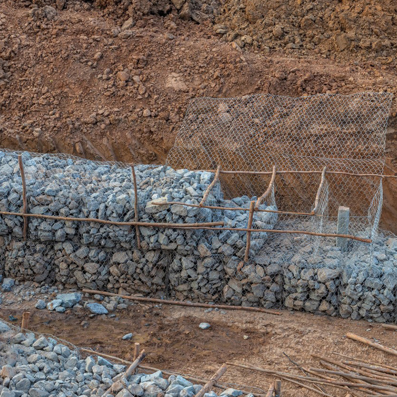 Galvanized Wire Mesh Retaining Wall Using gabion stone wall 2.7mm River Protection