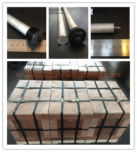 AZ31 MgAlZn Pure Magnesium Rod Anode 1~100mm For Sauna Solar Solutions , Water heating Cooling system