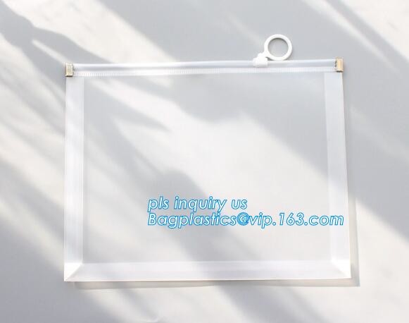 Buy custom stationery frosted pvc bag with slider, Handy briefcase slider bag / trendy handle sling bag, /zipper slider plas at wholesale prices