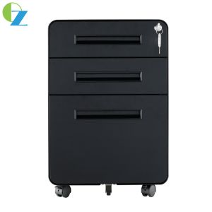 Curved Edge Office 3 Drawer Steel Filing Cabinet Metal Handles