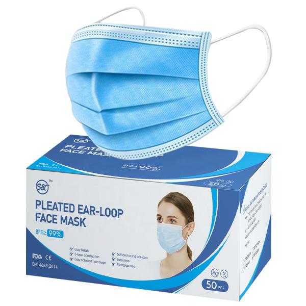 Wholesale price BFE99% Type IIR en14683 3 ply surgical face mask high quality disposable non-woven medical mask for hospital