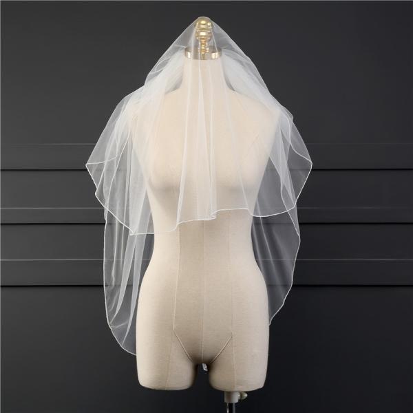 Customized Wholesale Two Layers Tulle A Top Vantage Short Bridal Wedding Dress Veil With Hair Comb