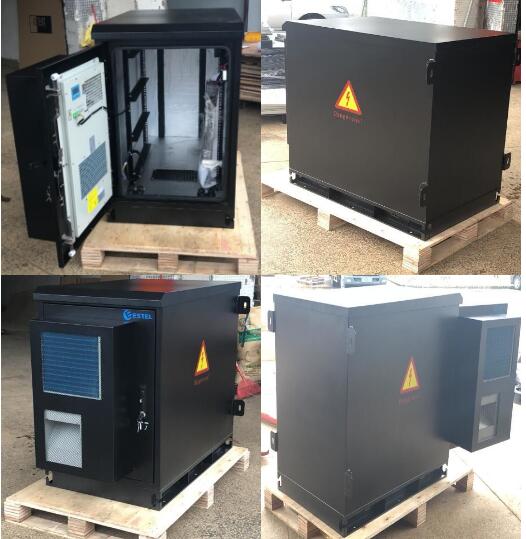 Heat Insulated Wall Mount Steel Outdoor Telecom Cabinet With Air Conditioner Cooling