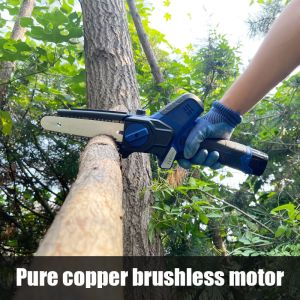 6 Inch Cordless Electric Chainsaw with Brushless Motor Battery Pruner for Yard