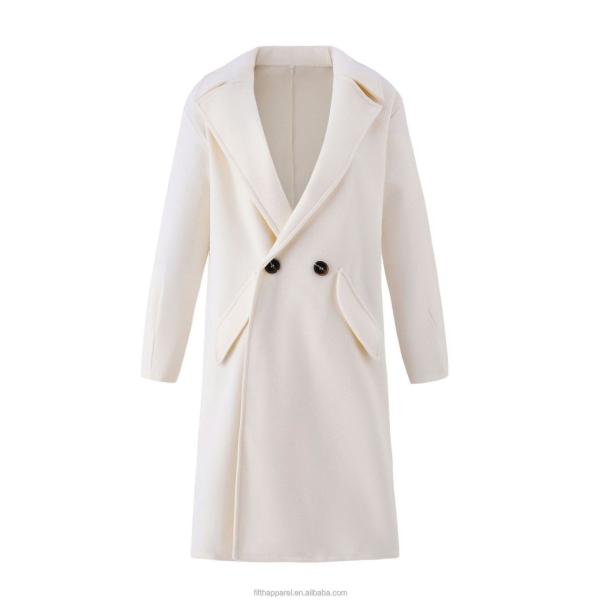 Fall and Winter Woman′s Coats Ladies Jackets Double Cotton Solid Turn Down Collar Long Coats for Women