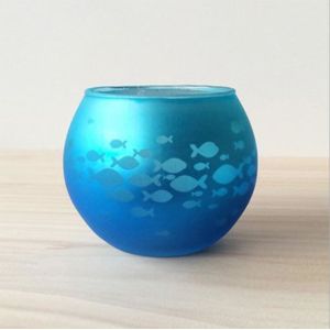 Round electroplating ball shape candle holder with fish decoration for home