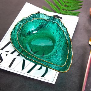 4mm Thick Customized Logo Drip Shaped Glass Salad Bowl