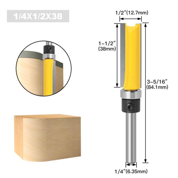 Milling Cutter 1/4 Handle Trimming Knife Shank Top Bearing Flush Trim Wood Trimmer Cutter Carpenter