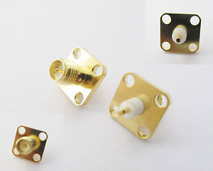 Brass SMA RF Connector Male 4 Hole Panel Mount Flange RF Antenna Connector Adapter