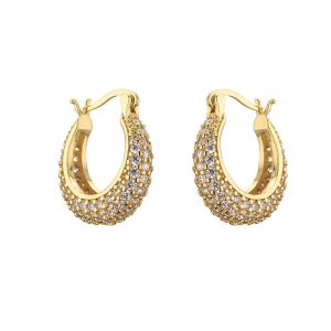 Women 24K Gold Jewelry Plated ODM Zircon Heart Diamond Hoop Earrings