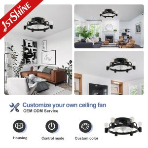 1stshine Ceiling Fan Light CE Elegant Black Flush Mounted Lighting Solutions