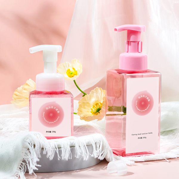 Square Colored Plastic Foam Pump Bottle with Press-On Foaming Pump Head for