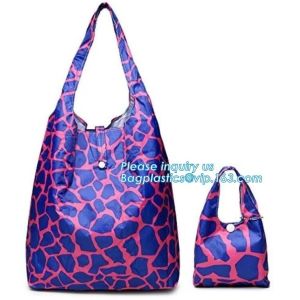 China Custom good quality smart portable polyester reusable folding shopping bag，210T polyester drawstring bag/drawstring back on sale