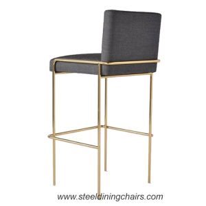 Stainless Steel Breakfast Fabric Black 99CM Tall Upholstered Bar Stools