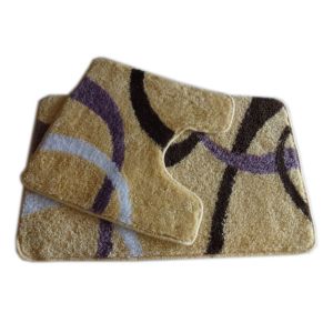Strip Design Microfiber Bathroom Rug Sets 2pcs