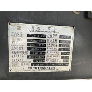 2021 Zoomlion 63m Used Concrete Pump Truck with 5-Section Boom 11 MPa Pressure