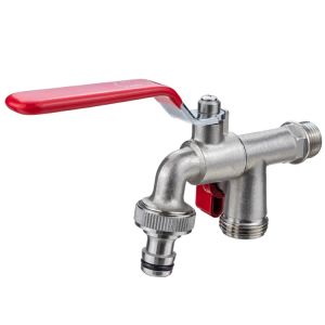 External Thread Connection DN15 Quick Open 1/2" Brass Double Head Garden Bibcock