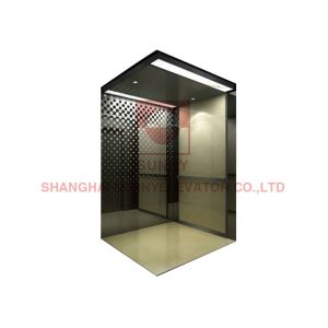 Quality Mirror Stainless Steel Plate Passenger Elevator Lift With With Black Titanium for sale