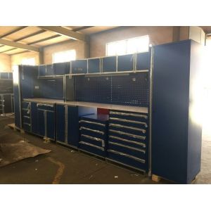Modular Garage Combination Tool Cabinet Workbench with 7 Drawers and Wheels in