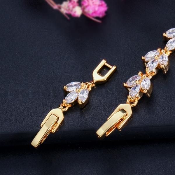 Cubic Zirconia Tennis Bracelets For Women Iced Out Chain Gold Color Bracelet Woman Zircon Flower CZ Bangle Jewelry