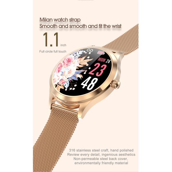1.1 Inch 190mAh LW07 Round Dial Smart Watch For Ladies HRS3603