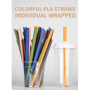 Coloured Compostable Individually Wrapped PLA Disposable Straws Biodegradable