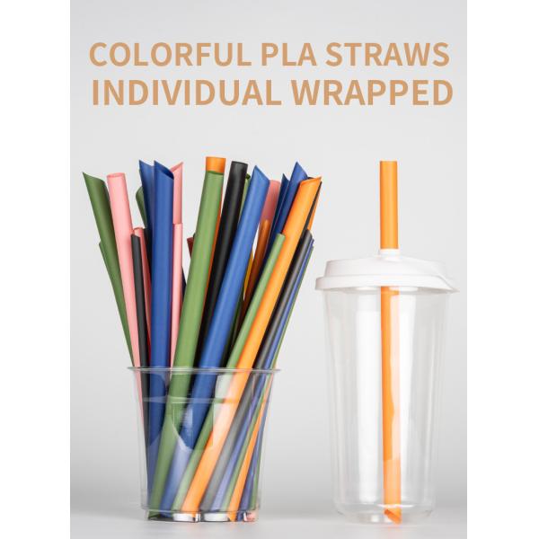 Coloured Compostable Individually Wrapped PLA Disposable Straws Biodegradable