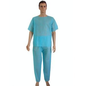 Quality Blue / Green Hospital Disposable Scrub Suits Protective Gowns Surgical Supplies for sale