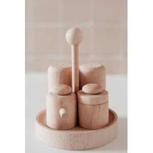 Wooden Salt and Pepper Shakers Set for Play Kitchen