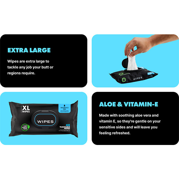 Travel Friendly Unscented Individually Wrapped Flushable Wipes with Vitamin-E & Aloe