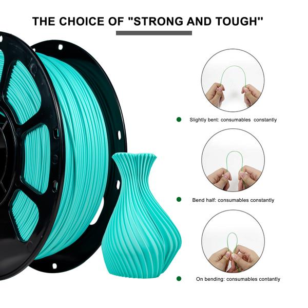 PLA+ Matte Mint Green 3D Printing Filament 1000g Printing Temperature 210-230℃ Custom