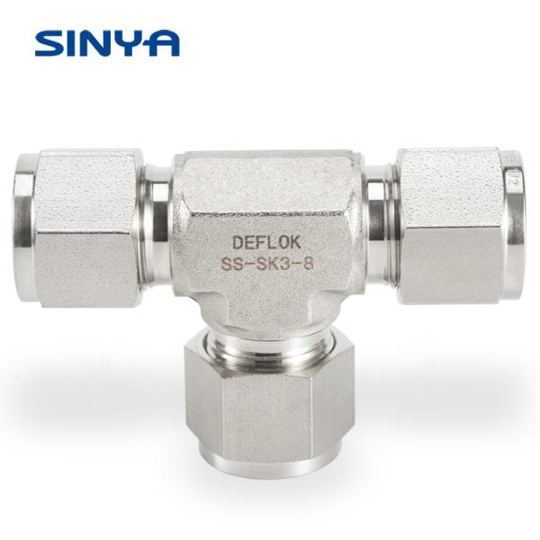 Instrument Double Ferrule Compression Connectors 1/16"~1" Stainless Steel 316 Swagelok Tube Fitting Equal Tee Fitting