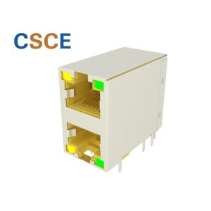 Shielded 2*1 Ethernet RJ45 Pcb Jack / RJ45 Gigabit Connector With LED