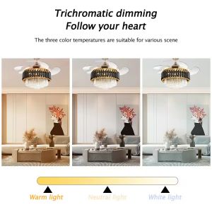 wholesale Smart Chandelier Ceiling Light and Fan Luxury Bedroom Crystal