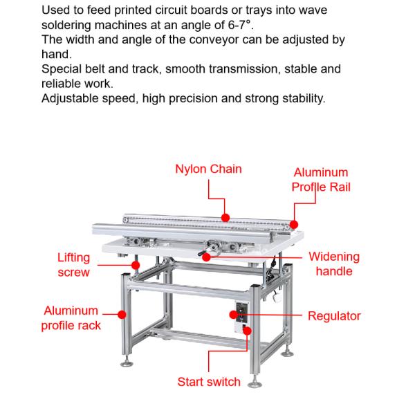 Electronic Products Machinery Wave Soldering Infeed Dip Loader Conveyors