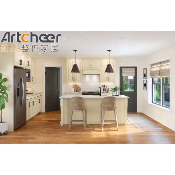 Skinny Shaker Cabinets in Oak Color Made of Solid Birch Wood for Customized Kitchen Design