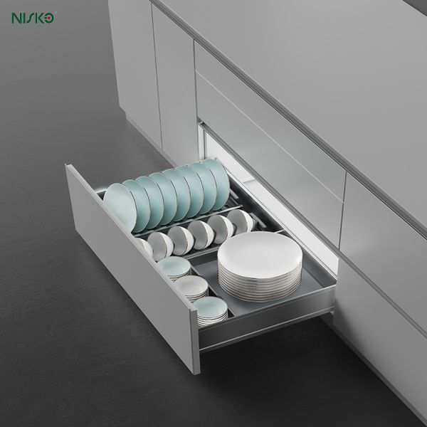 Buy Pull-Out Adjustable Shelves Plates Basket Dish Bowl Rack Organizer for Kitchen Storage at wholesale prices