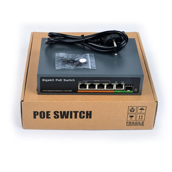 52V DC 8K entries 65W power supply 5 Ports Gigabit IEEE 802.3af /at POE Switch